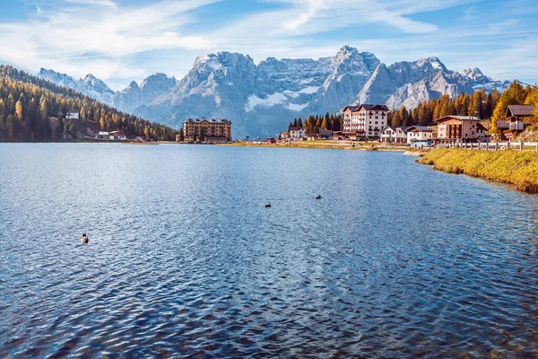 Lago Misurina Alias Misurina Lake Dolomite Alps Italy Europe — Stock fotografie