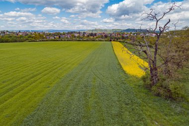 Coburger Land 'in hava manzarası, Bavyera, Almanya