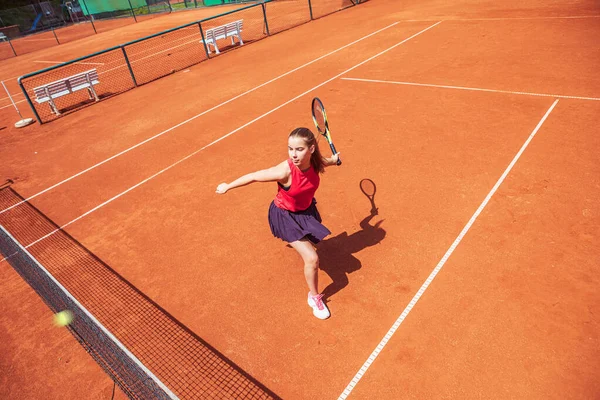 Female Tennis Player Racket Court — Stock Photo, Image