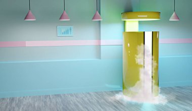 3D illustration of a cryosauna room or cryotherapy or freezing cabinet clipart