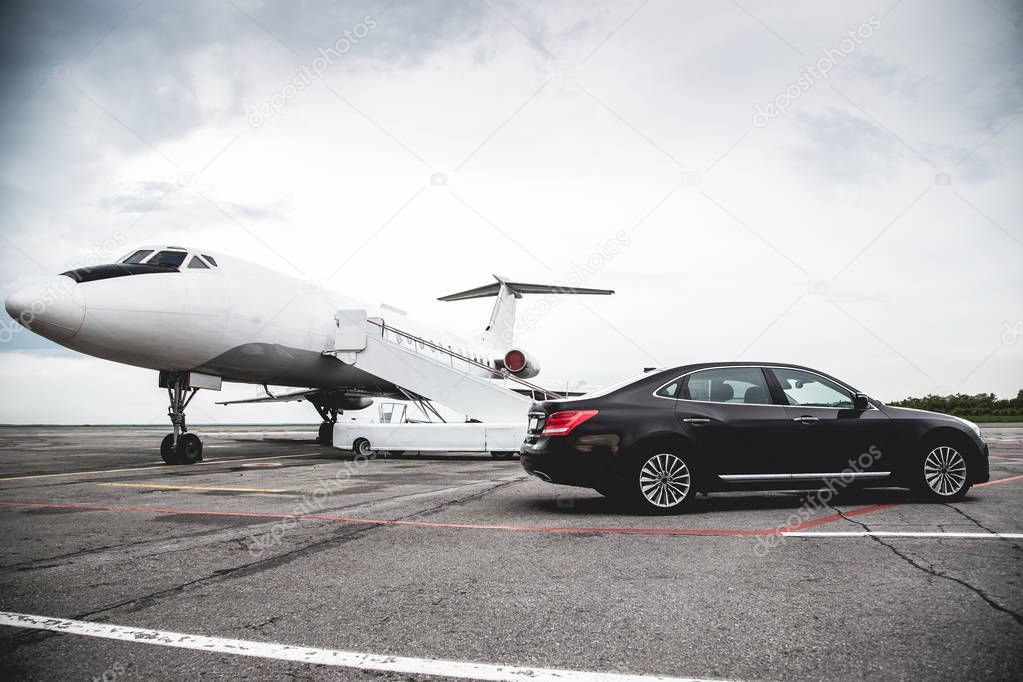 Business class service at the airport. Business class transfer. Airport shuttle