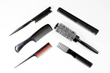 Berber üstten görünüm üzerinde beyaz izole araçları