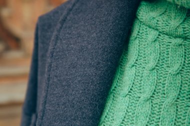 el yapımı yeşil örgü yün doku arka plan