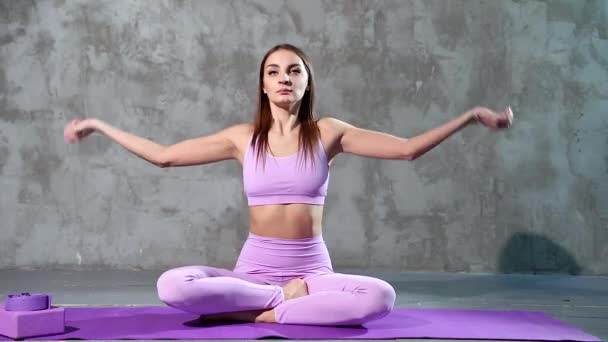 Young Attractive Woman Doing Stretching Training — Stock Video