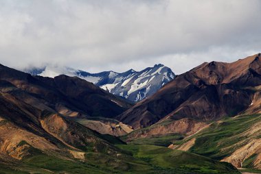 Dağ silsilesi Mt. Denali Milli Parkı içinde