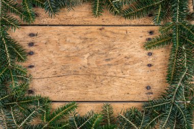 Noel çerçeve üzerinde vintage ahşap köknar dalı