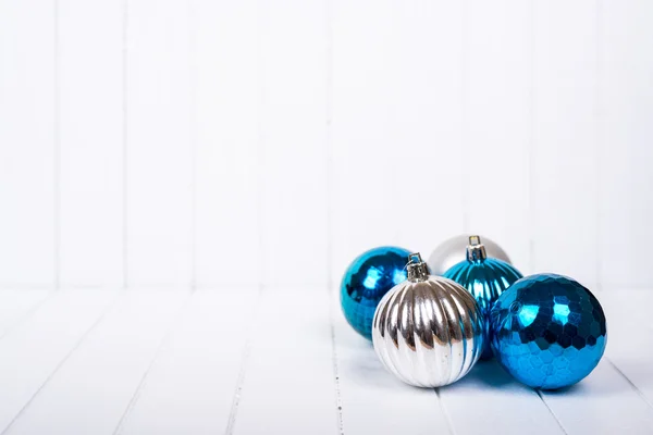 Christmas decorations on a white background - selective focus, copy space — Stock Photo, Image