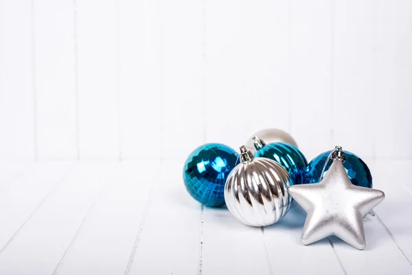 Christmas decorations on a white background - selective focus, copy space Stock Fotografie