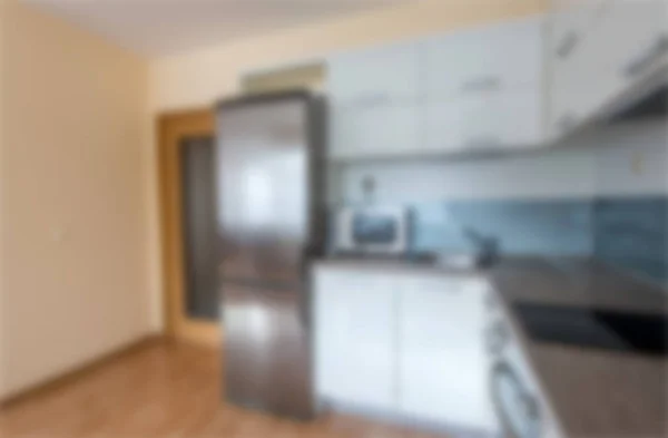 Abstrato borrão moderno branco cozinha interior para fundo — Fotografia de Stock
