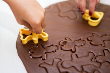 El yapımı Noel Gingerbread çerezleri çocuk ve kadın