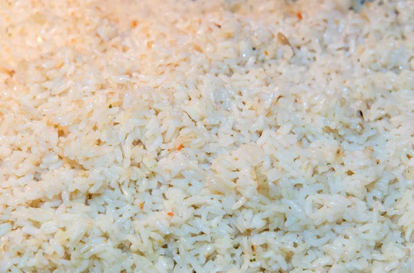 Close up of boiled white rice with spices — Stock Photo, Image