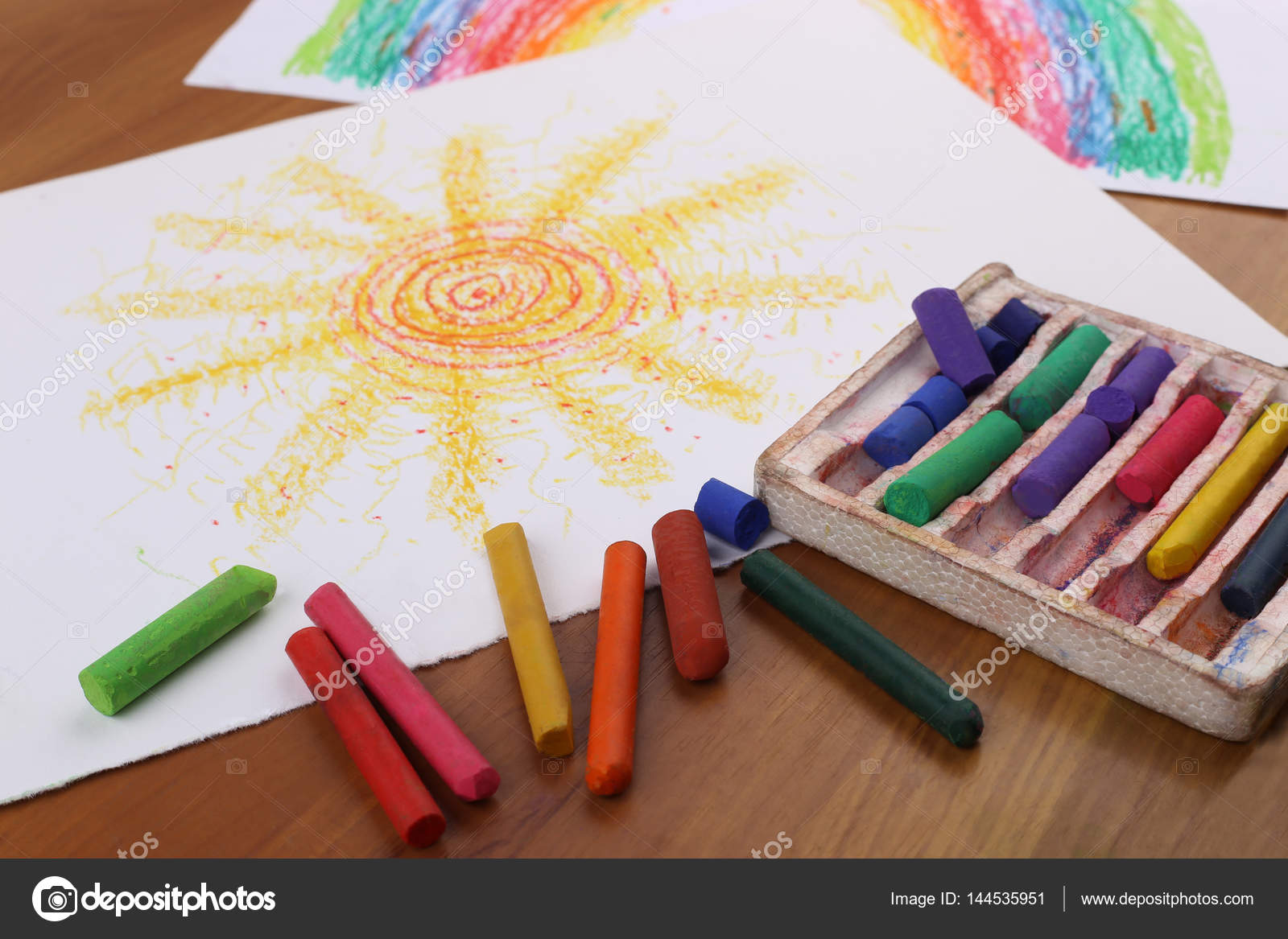 Drawing With Pastel Crayon Stock Photo Vaitekune 144535951