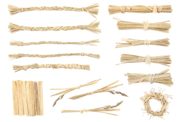 Prvky ze suché trávy pro grafický design izolovaných na bílém pozadí. — Stock fotografie