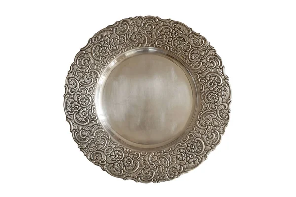 Vintage Teller oder Tablett isoliert auf weißem Hintergrund. — Stockfoto