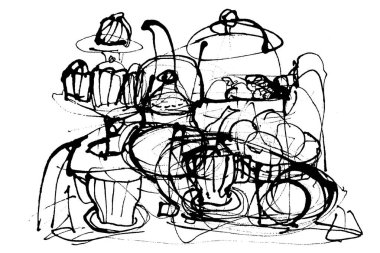 Soyut mürekkep satırları grunge arka plan. Gıda Tema arka plan. 