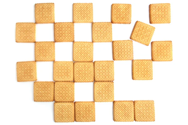 Checkered Cookies Background Scuare Biscuit Isolated White Background — Stock Photo, Image