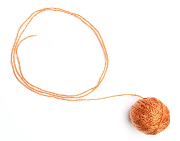 Orange Thread Ball Frame Made Thread Isolated White Background Cotton — Stock Photo, Image