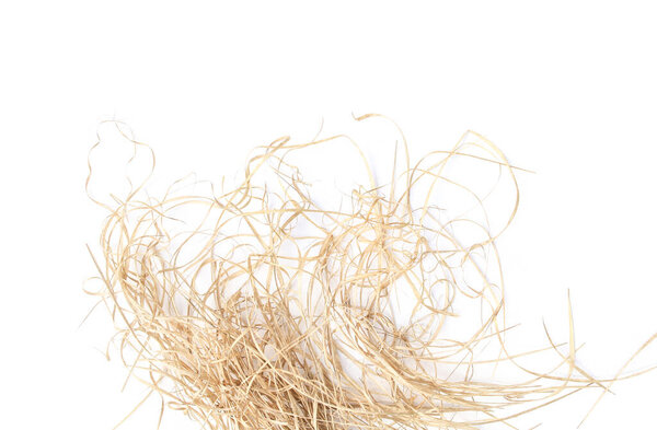 Dry grass isolated on white background. Abstract pile of dry hay or straw