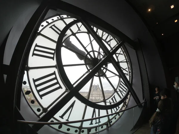 Relógio Orse Musee Vista Sobre Rio Louvre — Fotografia de Stock