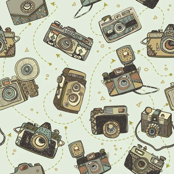 Retro kameralar ile şirin seamless modeli