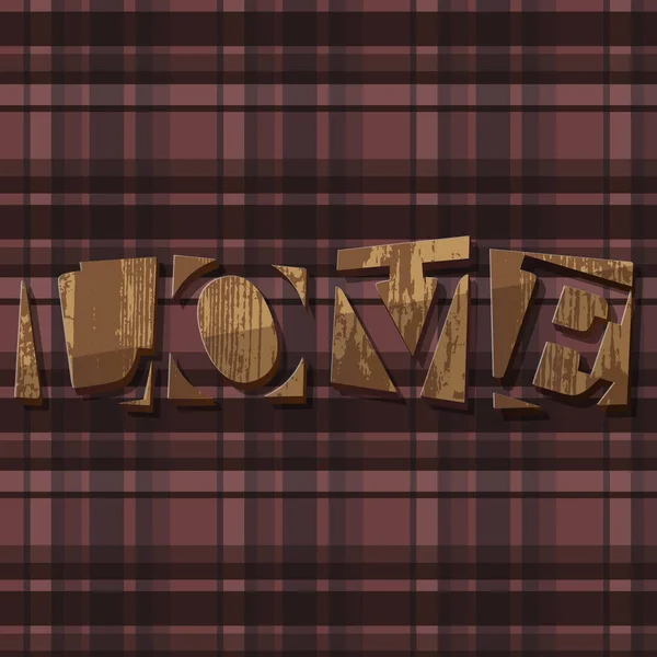 Sevgililer günü tebrik kartı. Mektup ahşap doku ve Damalı arka plan ile. Aşk afiş