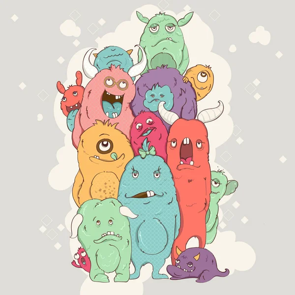 Světlé barvy kreslený rodinný Monster — Stockový vektor