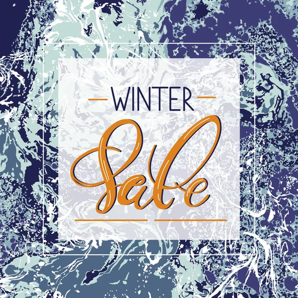 Şık tasarım kış satış, indirim ve promosyonlar için. Mavi mermer doku ile. Bu kullanılabilir satış afiş, satışı el ilanı, açık baskı fiyat etiketleri için.