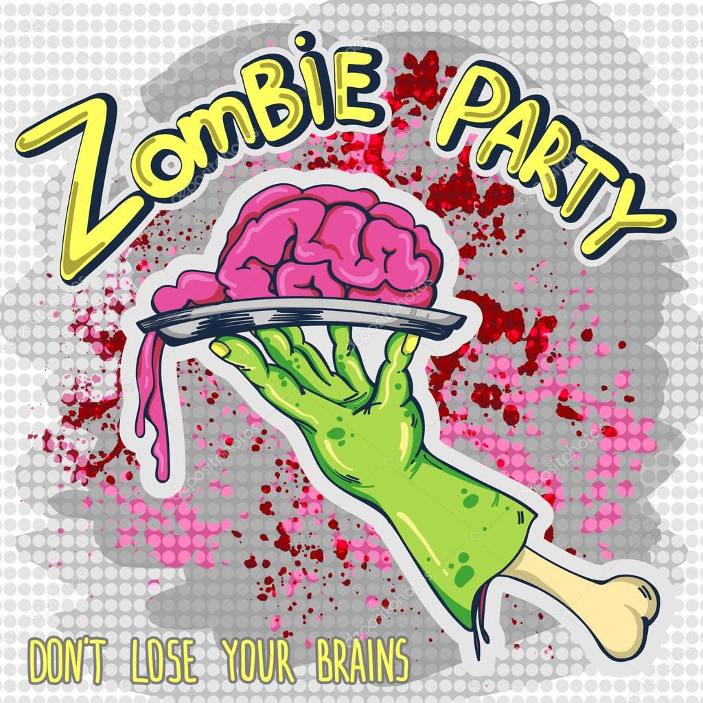 zombie party vector card 