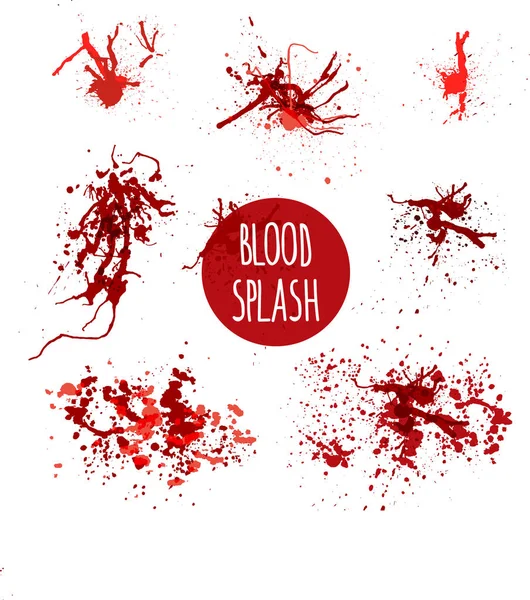 Vektör Set farklı kan sıçraması, düþer ve iz. Beyaz arka plan üzerinde izole.