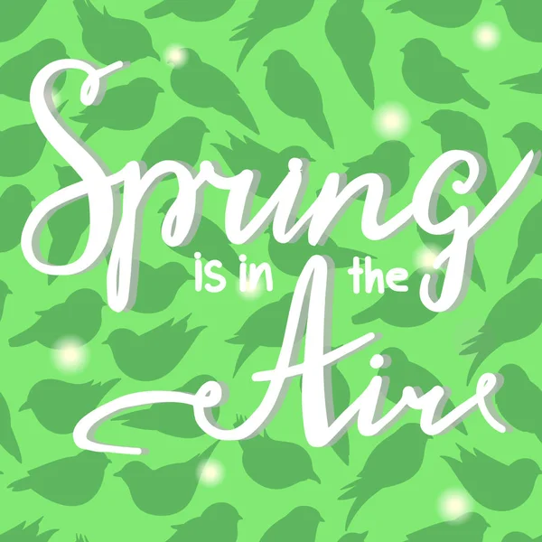 Bahar desen siluetleri ile kuşlar ve çizilmiş yazı el