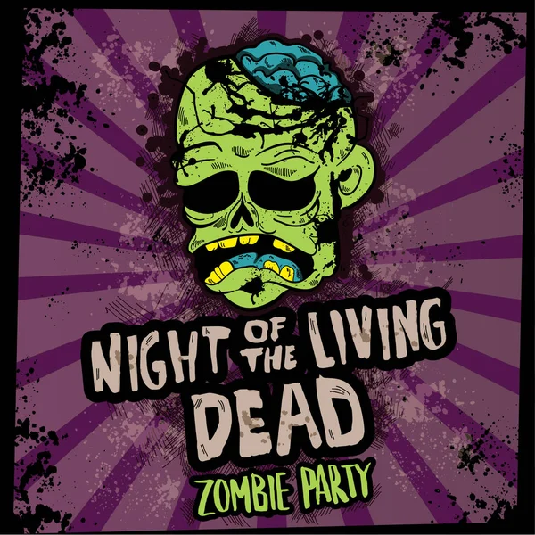 Banner notte dei morti viventi. Festa zombie Illustrazione Stock