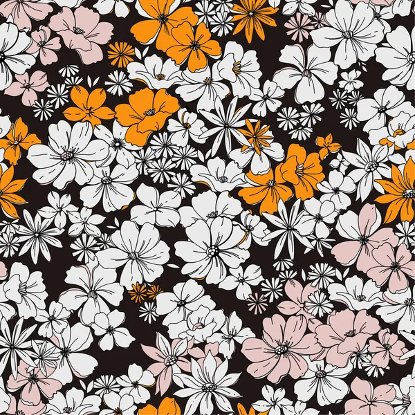 Şirin sorunsuz davranışıydı çiçek desenli. Koyu arka plan üzerinde renkli çiçekler