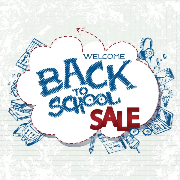 Satılık arka plan okula hoş geldiniz, elle çizilmiş kare backgraund öğelerinde doodle