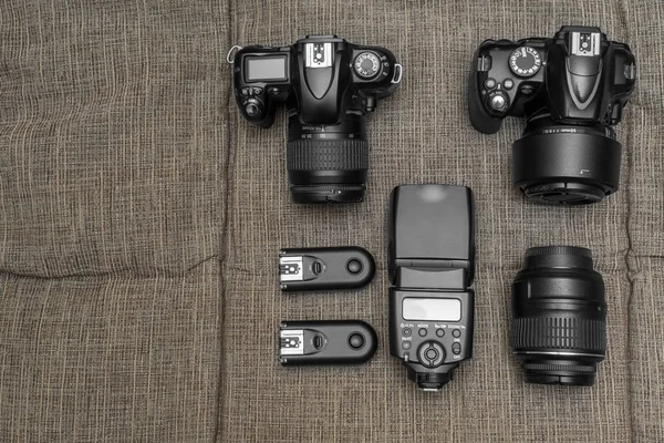 Flash cameras and other equipment on the surface — Stock Photo, Image