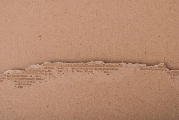 Lembar Karton Bertekstur Lama Dengan Tepi Robek Kardus Cokelat Robek — Stok Foto