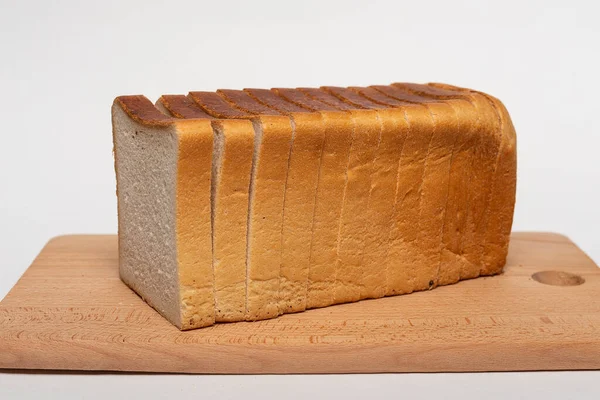 Krájený Chléb Izolované Bílém Pozadí — Stock fotografie