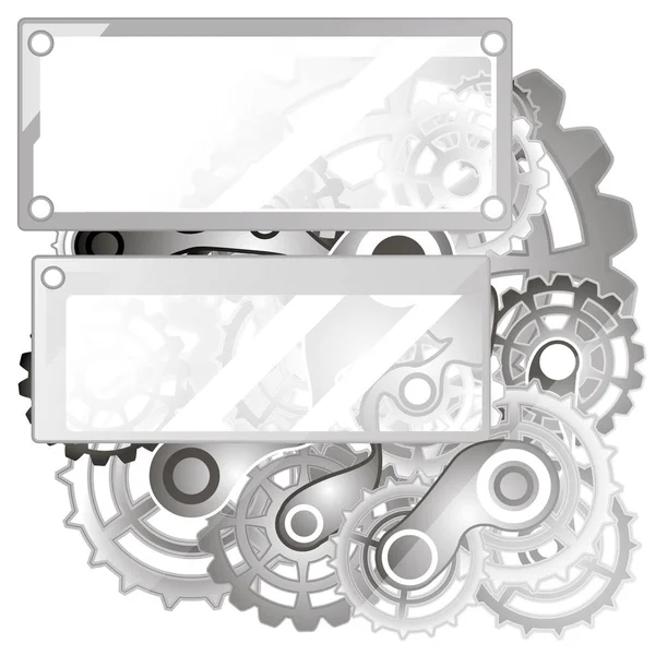 Mechanism system cogwheels. White paper gears. Origami  cut style tech project. — Stock Vector