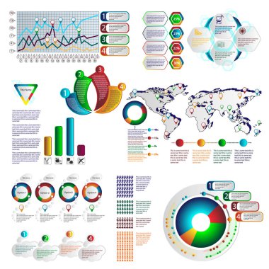 renk infographics farklı bireysel elemanları ile