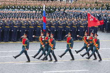 Moskova. - Rusya. 09 Mayıs 2017. Kızıl Meydan 'da Zafer Günü için askeri geçit töreni.
