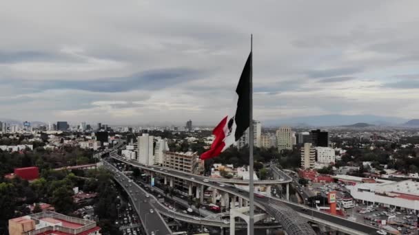 Vista Aérea Monumental Bandera San Jerónimo Lidice Sur Ciudad México — Vídeos de Stock