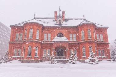 Eski Hokkaido hükümet ofis binası karda