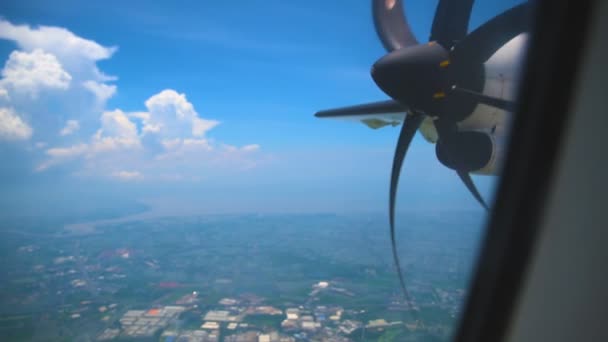 Ala Avião Voando Através Céu Azul — Vídeo de Stock