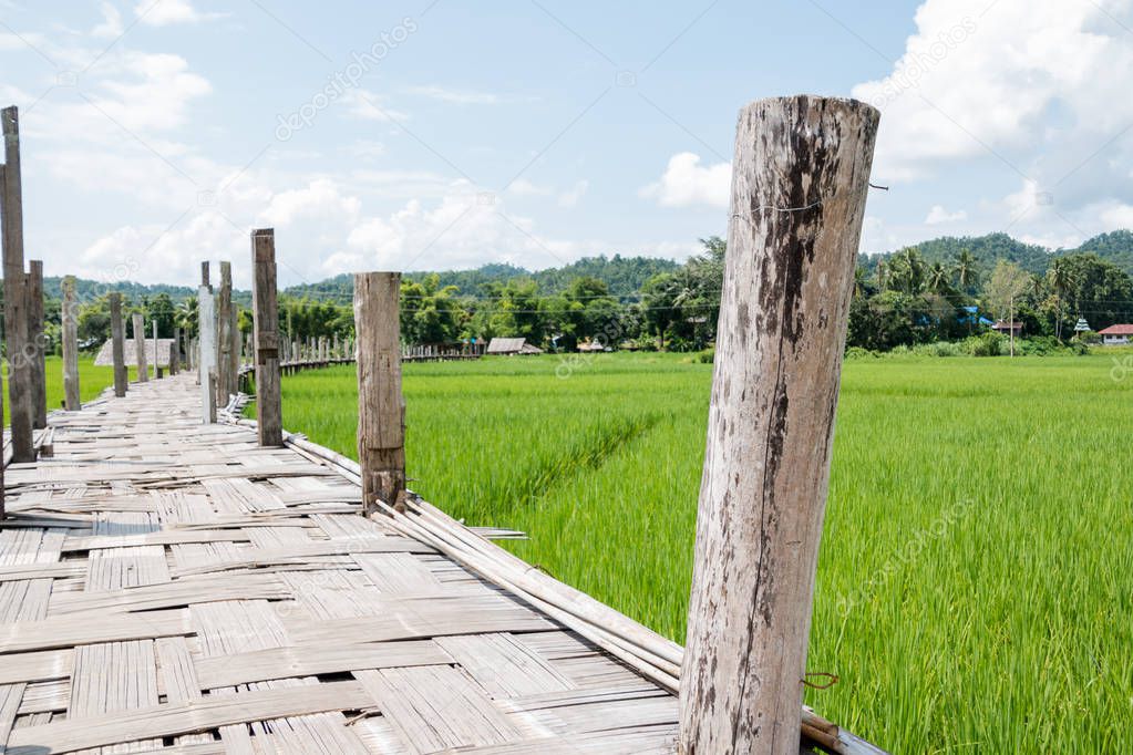Sutongpe wooden bridge at Maehongson, Thailand
