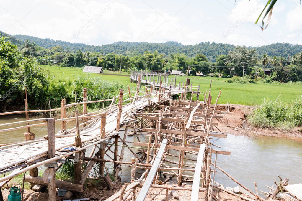 Sutongpe wooden bridge at Maehongson, Thailand