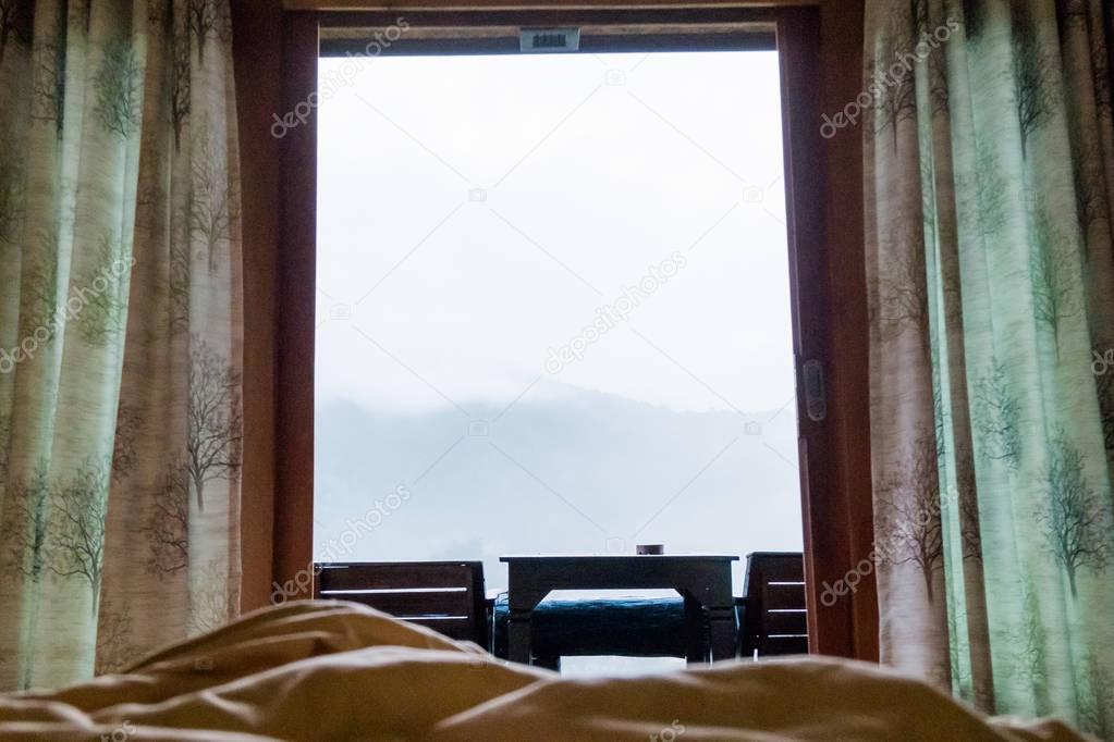 Window with beautiful curtains