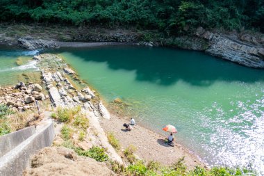 Tayvan 'ın Taipei şehrindeki Houtong Kedi Köyü manzarası..