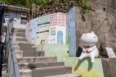 Taipei, Tayvan - Tayvan 'daki Houtong kedi köyünün manzarası. 5 Ekim 2019 'da