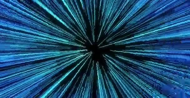 Περίληψη της στρέβλωσης ή υπερδιάστημα κίνηση σε μπλε αστεριού. Έκρηξη και την επέκταση της κυκλοφορίας — Αρχείο Βίντεο