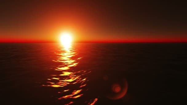 Très beau coucher de soleil sur la mer orange feu et ciel clair — Video