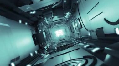 Tünel koridorda futuristik bir karanlık uzayda uçan ve siyah izole uzaya uçmuyor. Fütüristik konsept